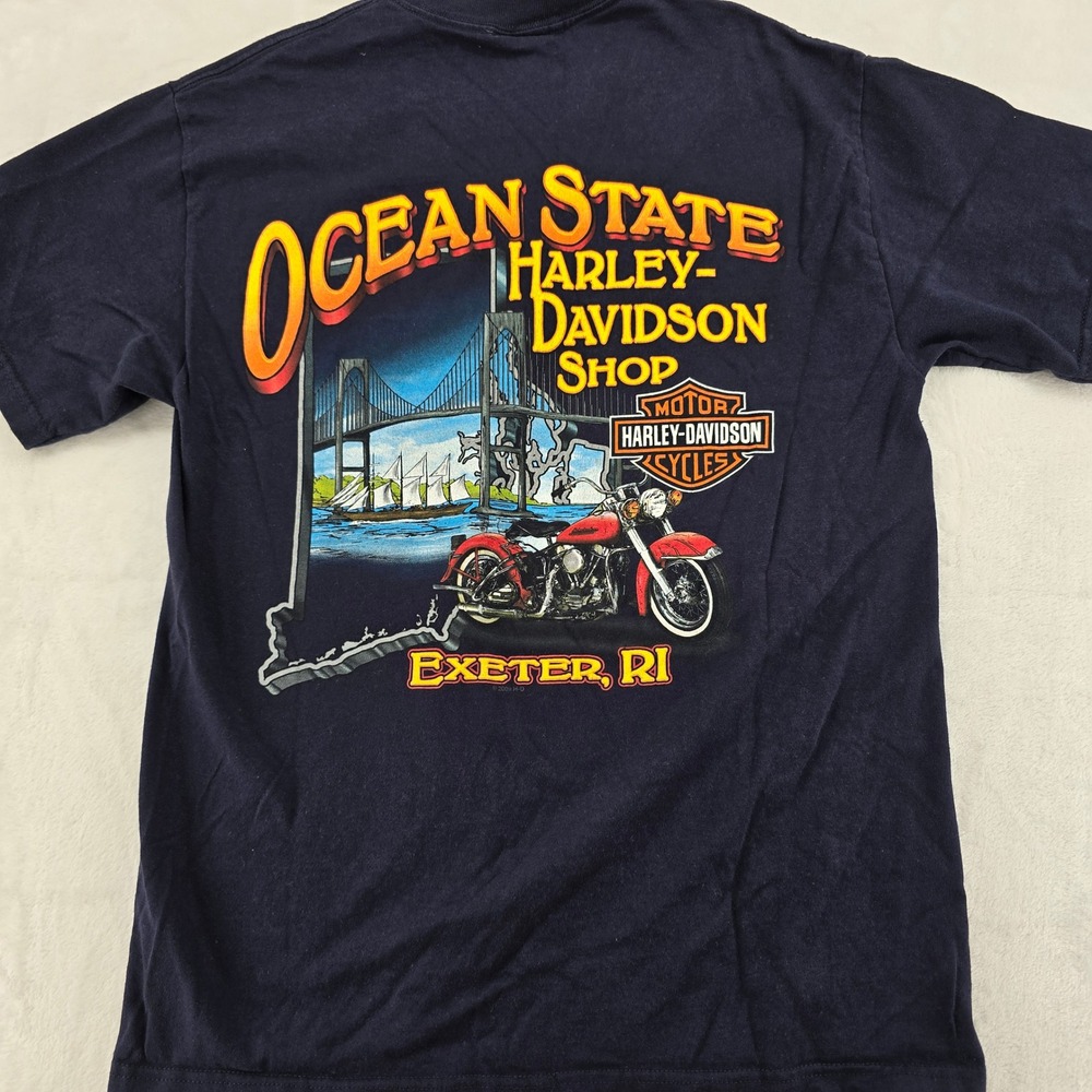 Harley Davidson T-Shirt Mens Medium T-Shirt Blue Ocean State Exeter RI